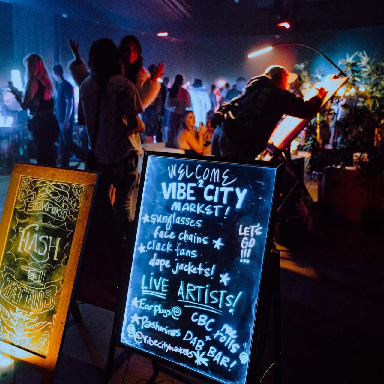Vibe City Markets — welcome board